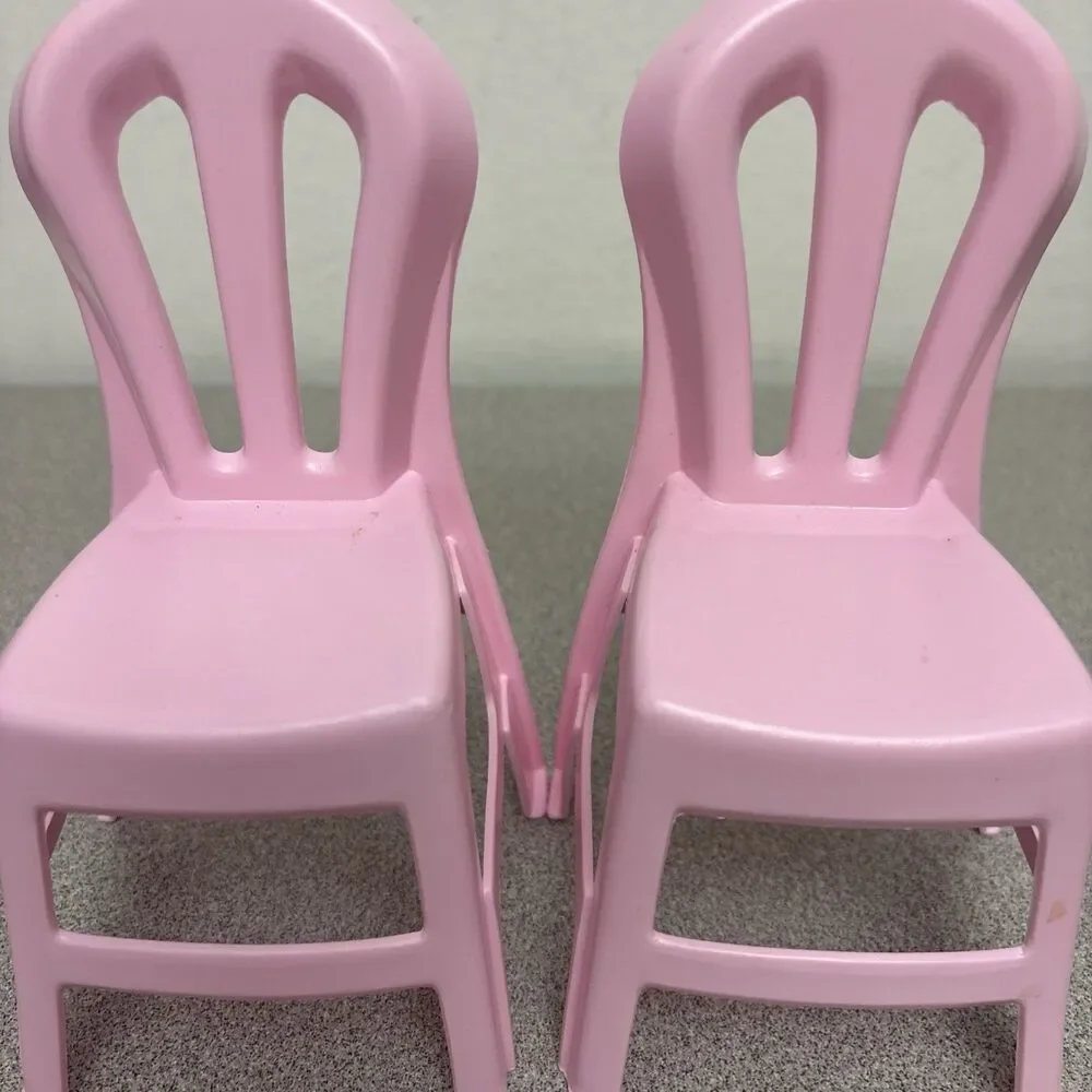 Barbie Doll Clone Furniture, Lot Of 3 Pink Plastic 6” Dining Room Chairs, EUC